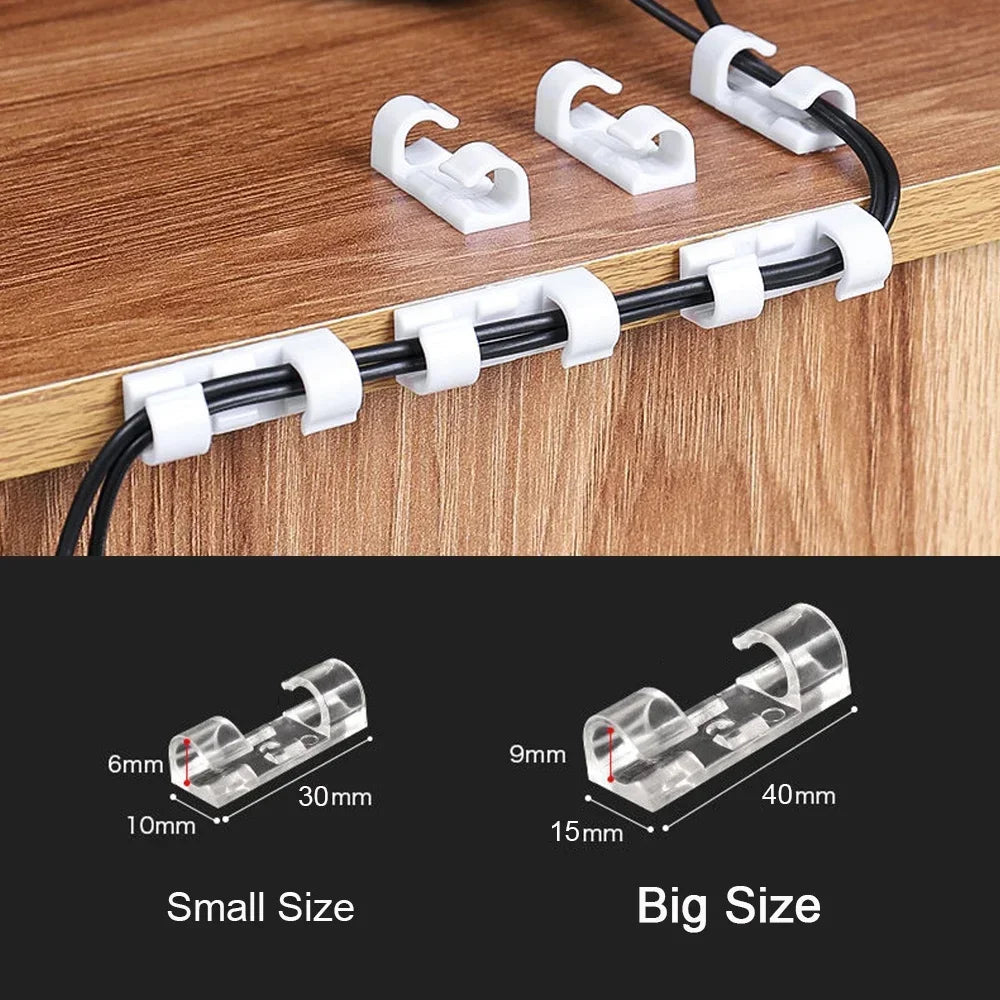 Cable Organizer Clips Wire Holder Self Adhesive Desktop Cord Management for PC Mouse USB Power Cord Fixer Wall Car Home Office
